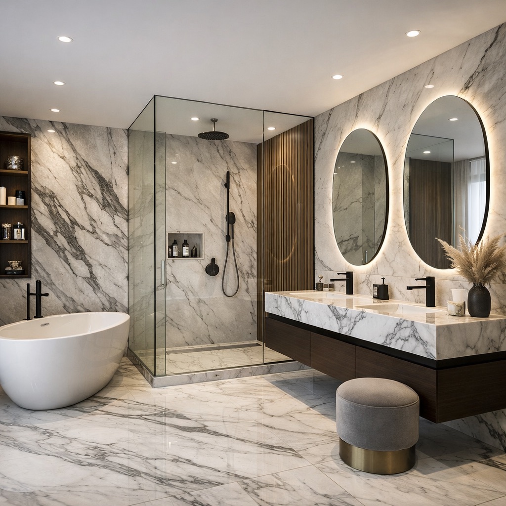 Luxury bathroom with contemporary design details